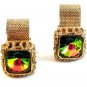 Vintage Silver Tone & Green Watermelon Wrap Around Cufflinks Signed Dante