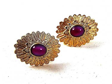 1970's Gold Tone & Pink Cufflinks By AVON 111516