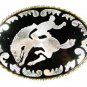 Cowboy Black Silvertone Broncho Busting Belt Buckle By W U.S.A. 32116