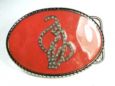Pink & Silvertone Rhinestones Fancy Cat Belt Buckle Unbranded 101315