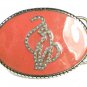 Pink & Silvertone Rhinestones Fancy Cat Belt Buckle Unbranded 101315