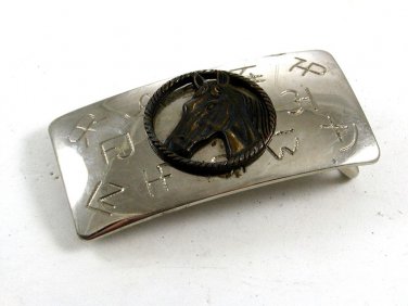 Made USA by Chambers Western Cowboy Cattle Brands Horse Head Belt Buckle 1030