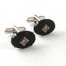 Vintage Black Silvertone Cufflinks By FLEX-LET QUALITY USA 61417
