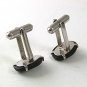 Vintage Black Silvertone Cufflinks By FLEX-LET QUALITY USA 61417