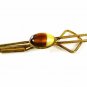 Classic Art Deco Silvertone Brown White Tie Clasp By SWANK 3616