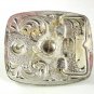 Ladies Silver Plated Pewter Blue Pink Rhinestone Butterfly Belt Buckle 6317