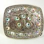 Ladies Silver Plated Pewter Blue Pink Rhinestone Butterfly Belt Buckle 6317