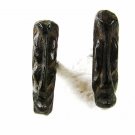Vintage Sterling Silver Miniature Wooden Tribal Head Cufflinks Hand Carved E8316