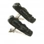 Vintage Sterling Silver Miniature Wooden Tribal Head Cufflinks Hand Carved E8316