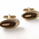 Vintage Gold Tone & Brown Cufflinks 9116