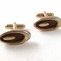 Vintage Gold Tone & Brown Cufflinks 9116