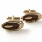 Vintage Gold Tone & Brown Cufflinks 9116