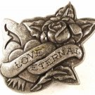 Silvertone Love Eternal Rose Belt Buckle By ED HARDY 33116b