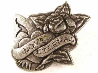 Silvertone Love Eternal Rose Belt Buckle By ED HARDY 33116b