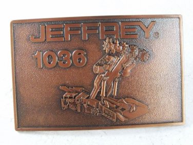 1970's - 80's Jeffrey 1036 Coal Cutter Belt Buckle Unbranded 4116