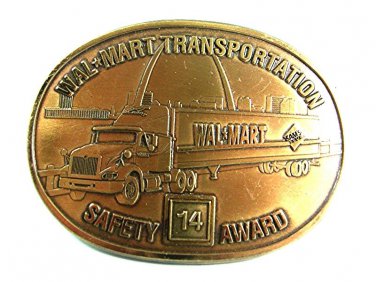 Wal-Mart Transportation Safety Award 14 Sams Club Brass Belt Buckle 41117