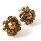 Vintage Gold Tone Crystal Clip On Earrings By HOBE 102416