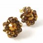 Vintage Gold Tone Crystal Clip On Earrings By HOBE 102416