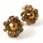 Vintage Gold Tone Crystal Clip On Earrings By HOBE 102416