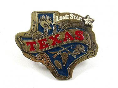 1980 Lone Star TEXAS Enameled Belt Buckle By Great American Buckle Co. 21517