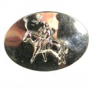 Small Western Rodeo Silvertone Cowboy Horse Belt Buckle Unbranded 3416