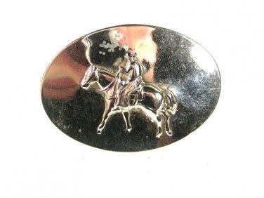 Small Western Rodeo Silvertone Cowboy Horse Belt Buckle Unbranded 3416