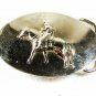 Small Western Rodeo Silvertone Cowboy Horse Belt Buckle Unbranded 3416