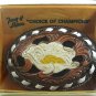 Vintage Texas Rose Flower Leather MIB Belt Buckle By TONY LAMA 3717