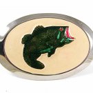 1960's-70's Silver Tone Enameled Big Mouth Bass Belt Buckle 92016
