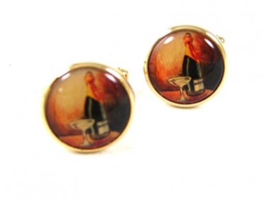 Silver Tone Picture of Glass & MOET Champagne Cufflinks 92316