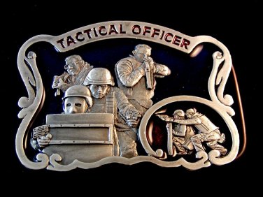 1997 C&J Tactical officer Enameled Belt Buckle Made in USA