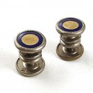 Art Deco Silvertone Black Mother of Pearl Snap Link Cufflinks JEM LINK 4517