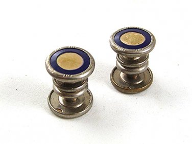 Art Deco Silvertone Black Mother of Pearl Snap Link Cufflinks JEM LINK 4517