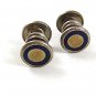 Art Deco Silvertone Black Mother of Pearl Snap Link Cufflinks JEM LINK 4517