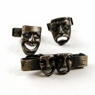 Vintage Silver Tone Comedy & Tragedy Theatre Cufflinks & Tie Clasp 10316