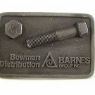 Vintage Bowman Distribution Barnes Group Inc  Nut & Bolt Belt Buckle 21017