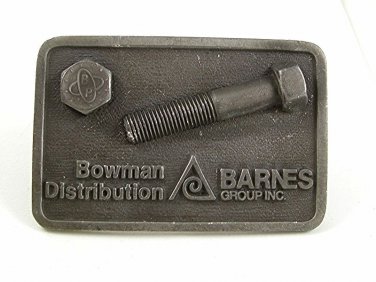 Vintage Bowman Distribution Barnes Group Inc  Nut & Bolt Belt Buckle 21017