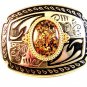 Silver & Gold Tone Belt Buckle Made in USA 4" X 3"