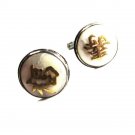 Sterling Silver Mother Pearl Gold Oriental Writing Cufflinks Unbranded 12615