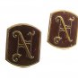 Vintage Goldtone Brown Intiials / Letters  Cufflinks By SWANK PAT 2472958 101817