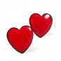 Mid Century Modern Enameled Red Heart Copper Cufflinks 111716