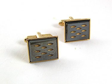 Vintage Goldtone Black Cufflnks By SARAH COVENTRY 91817b