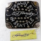 Drawn By In Seattle Black Leather Belt Buckle By ED HARDY 33116a w/ Tag