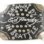 Drawn By In Seattle Black Leather Belt Buckle By ED HARDY 33116a w/ Tag