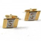 Vintage Gold Tone White Initial S Cufflinks By HICKOK USA 52116