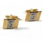 Vintage Gold Tone White Initial S Cufflinks By HICKOK USA 52116