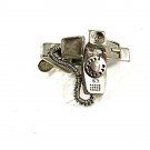 Vintage Silvertone Corded Phone Tie Clasp By ITT 7717