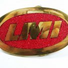 1960's - 70's LMI Red Solid Brass Belt Buckle by DYNA Provo Utah BUCKLE 102015