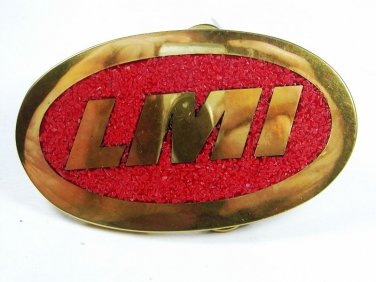 1960's - 70's LMI Red Solid Brass Belt Buckle by DYNA Provo Utah BUCKLE 102015
