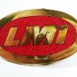 1960's - 70's LMI Red Solid Brass Belt Buckle by DYNA Provo Utah BUCKLE 102015